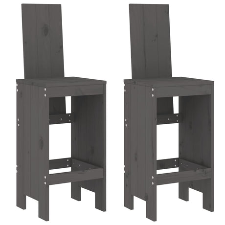 Bar Stools 2 pcs Grey 40x42x120 cm Solid Wood Pine