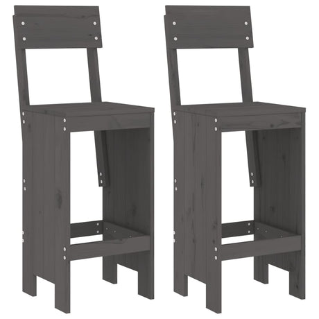Bar Stools 2 pcs Grey 40x48.5x115.5 cm Solid Wood Pine