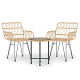 3 Piece Garden Dining Set Poly Rattan