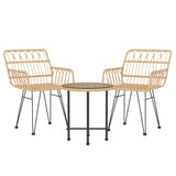 3 Piece Garden Dining Set Poly Rattan