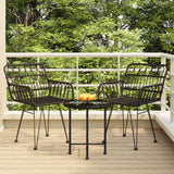 3 Piece Garden Dining Set Black Poly Rattan