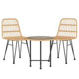 3 Piece Garden Dining Set Poly Rattan