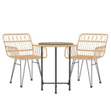 3 Piece Garden Dining Set Poly Rattan