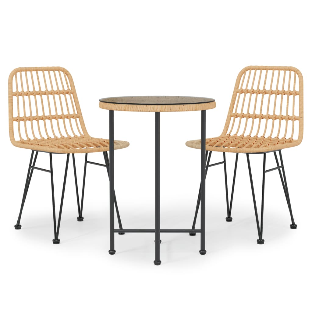 3 Piece Garden Dining Set Poly Rattan