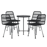 5 Piece Garden Dining Set Black Poly Rattan