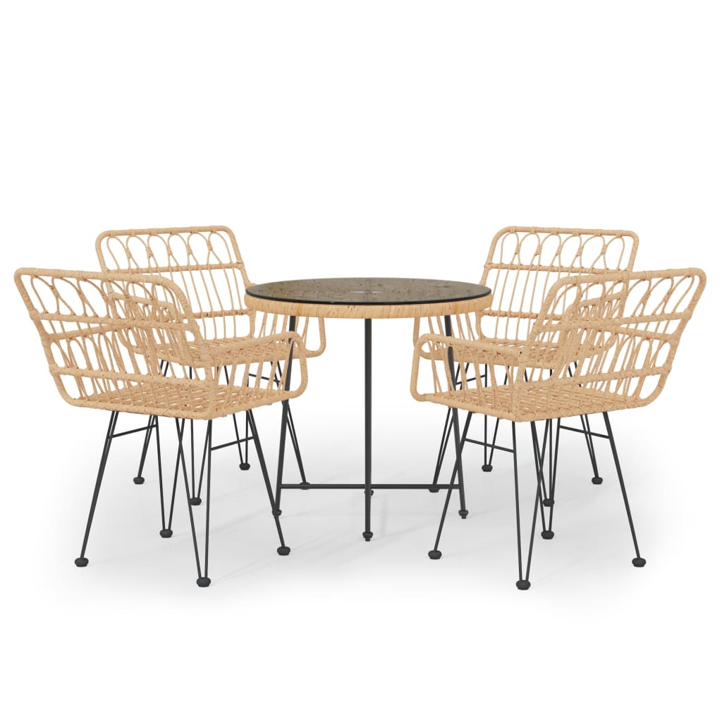 5 Piece Garden Dining Set Poly Rattan