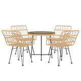 5 Piece Garden Dining Set Poly Rattan