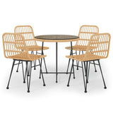 5 Piece Garden Dining Set Poly Rattan