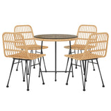 5 Piece Garden Dining Set Poly Rattan