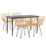 5 Piece Garden Dining Set Poly Rattan