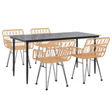 5 Piece Garden Dining Set Poly Rattan