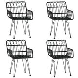 5 Piece Garden Dining Set Black Poly Rattan