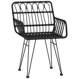 9 Piece Garden Dining Set Black Poly Rattan