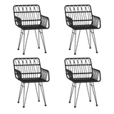 5 Piece Garden Dining Set Black Poly Rattan