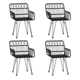 5 Piece Garden Dining Set Black Poly Rattan