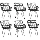 7 Piece Garden Dining Set Black Poly Rattan