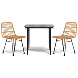 3 Piece Garden Dining Set Poly Rattan