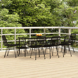 9 Piece Garden Dining Set Black Poly Rattan