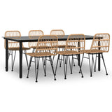 7 Piece Garden Dining Set Poly Rattan