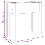Planter with Liner 71x37x76 cm Solid Wood Fir