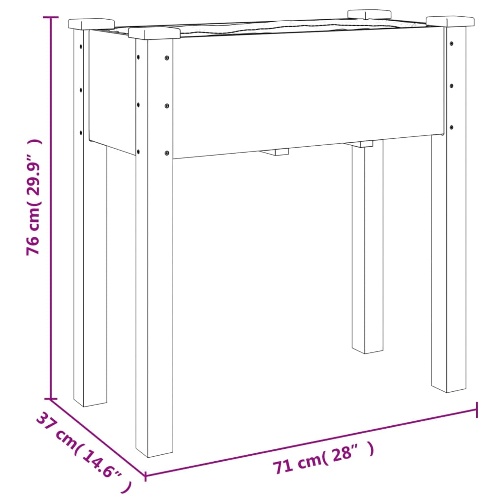 Planter with Liner Grey 71x37x76 cm Solid Wood Fir