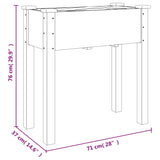 Planter with Liner Grey 71x37x76 cm Solid Wood Fir