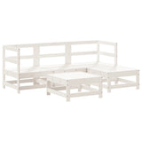 5 Piece Garden Lounge Set White Solid Wood Pine