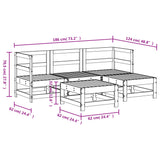 5 Piece Garden Lounge Set White Solid Wood Pine