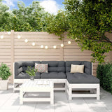 5 Piece Garden Lounge Set White Solid Wood Pine