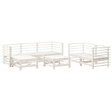 7 Piece Garden Lounge Set White Solid Wood Pine