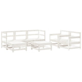 7 Piece Garden Lounge Set White Solid Wood Pine