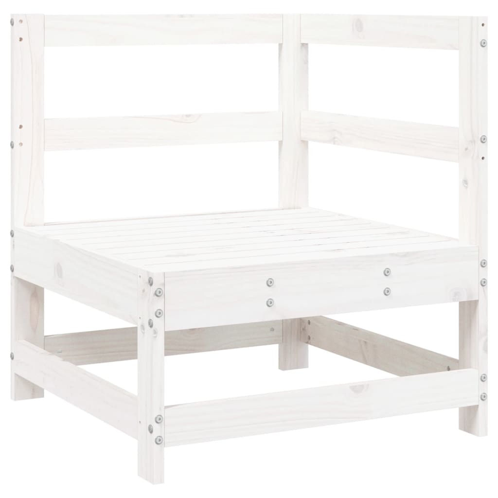 7 Piece Garden Lounge Set White Solid Wood Pine
