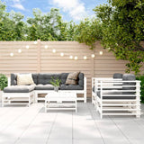 7 Piece Garden Lounge Set White Solid Wood Pine