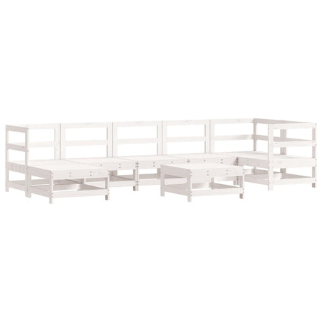 8 Piece Garden Lounge Set White Solid Wood Pine