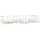 8 Piece Garden Lounge Set White Solid Wood Pine