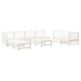 9 Piece Garden Lounge Set White Solid Wood Pine