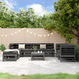 9 Piece Garden Lounge Set Grey Solid Wood Pine