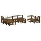 9 Piece Garden Lounge Set Honey Brown Solid Wood Pine