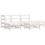 6 Piece Garden Lounge Set White Solid Wood Pine