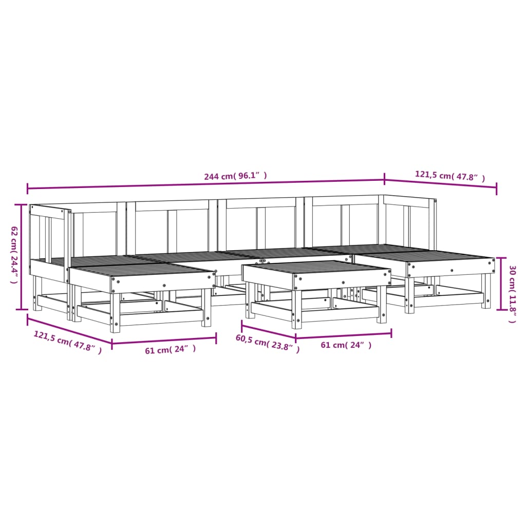 7 Piece Garden Lounge Set Solid Wood Douglas