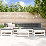7 Piece Garden Lounge Set White Solid Wood Pine