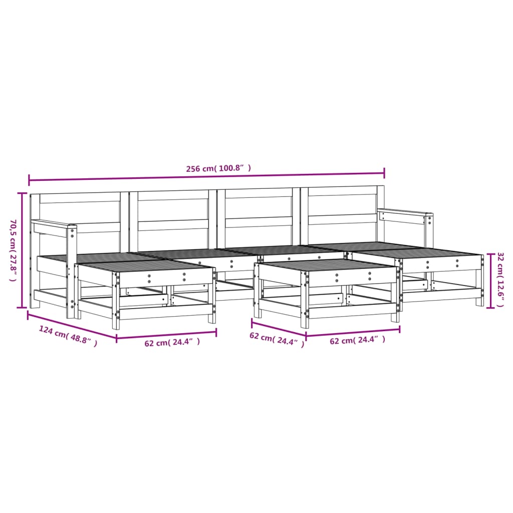 7 Piece Garden Lounge Set Solid Wood Douglas