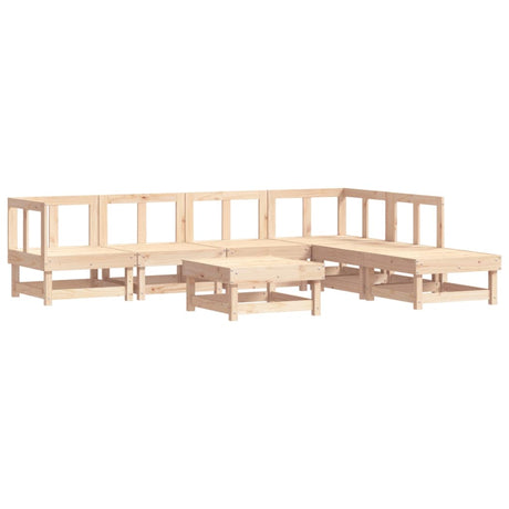 7 Piece Garden Lounge Set Solid Wood Pine