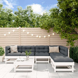 7 Piece Garden Lounge Set White Solid Wood Pine