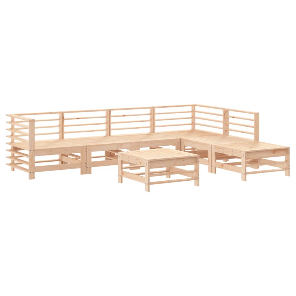 7 Piece Garden Lounge Set Solid Wood Pine