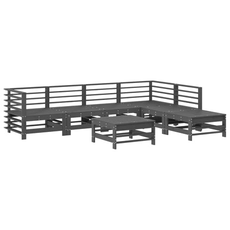 7 Piece Garden Lounge Set Grey Solid Wood Pine