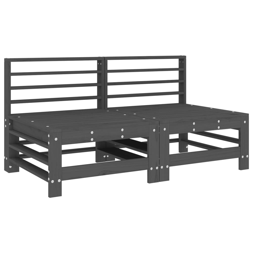 7 Piece Garden Lounge Set Grey Solid Wood Pine