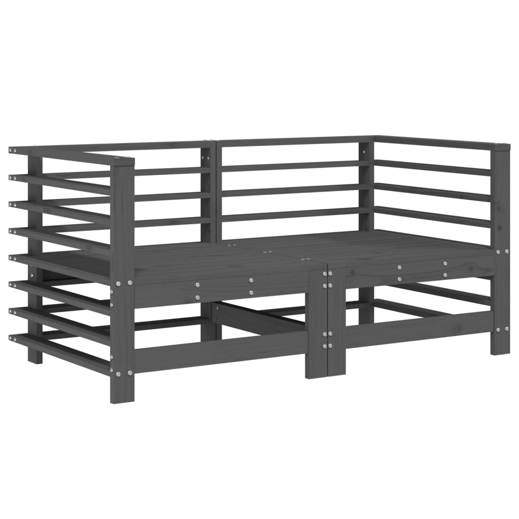 7 Piece Garden Lounge Set Grey Solid Wood Pine