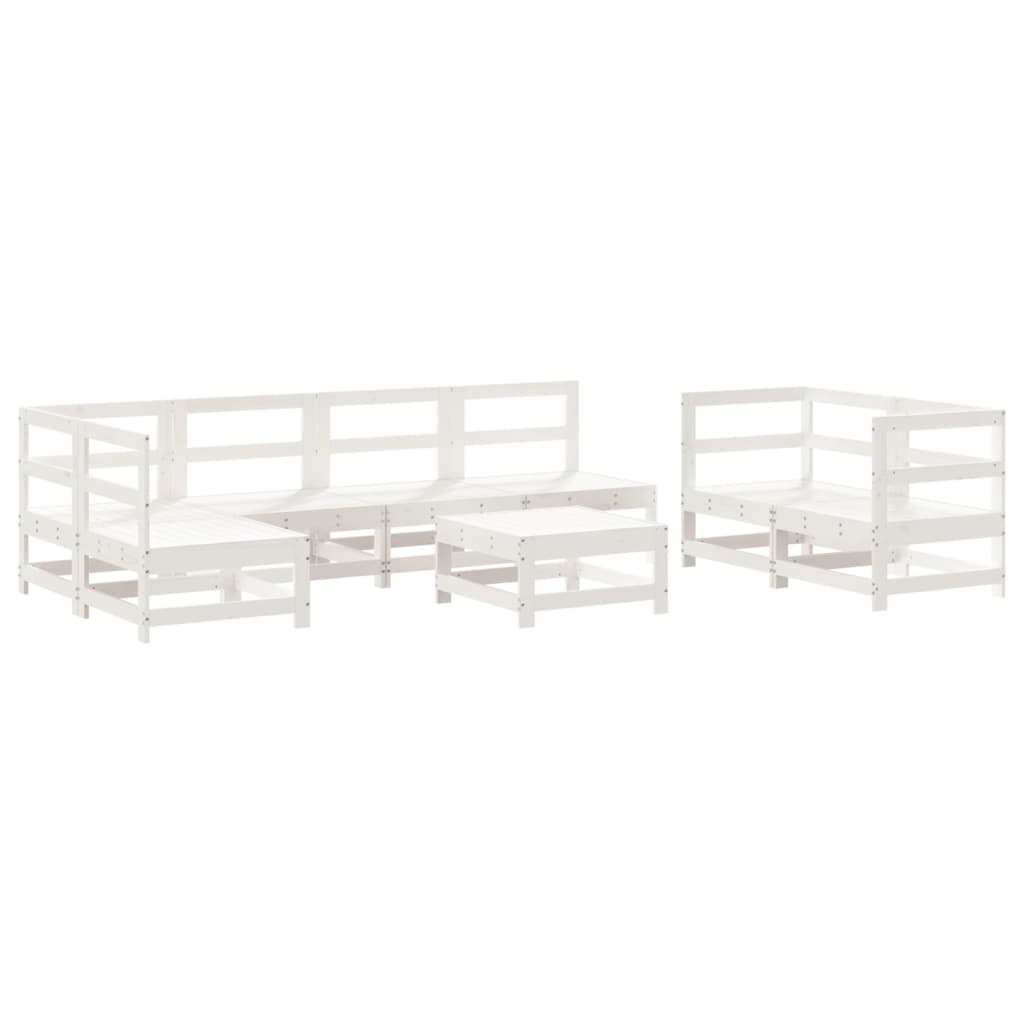 8 Piece Garden Lounge Set White Solid Wood Pine