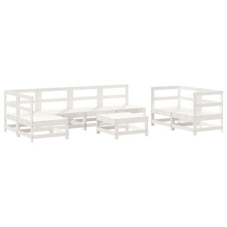 8 Piece Garden Lounge Set White Solid Wood Pine